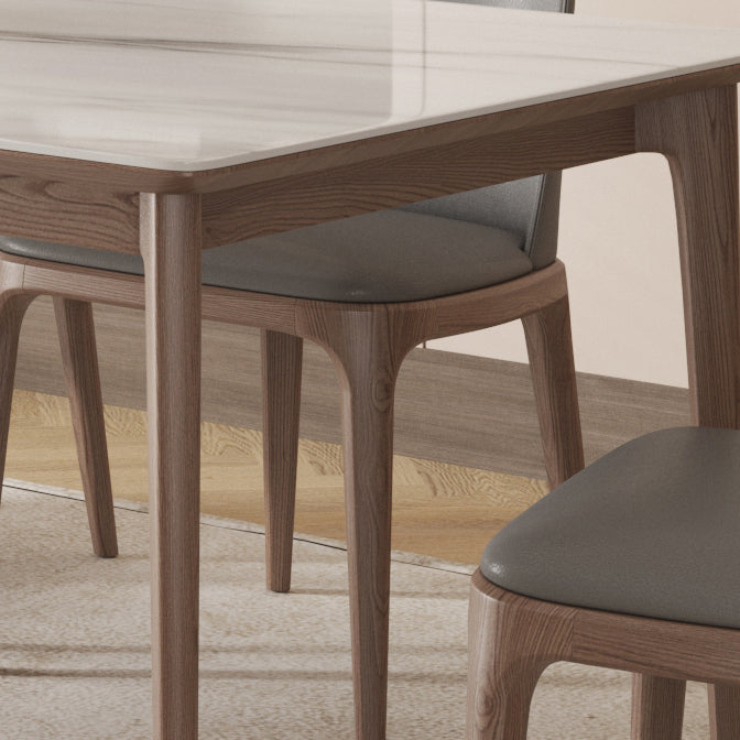 Modern 1/4/5/6/7 Pieces Dining Set Sintered Stone Dining Table Set with Wood Legs for Home Clearhalo 'Dining Room Sets' 'Dining Tables & Seating' 'dining_room_set' 'furn' 'furn_dining_room_set' 'Furniture' 'furniture_dining_room_set' 'Kitchen & Dining Furniture' 'kitchen&dining_furn' 'kitchen' 4537762