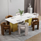 Glam 1/2/5/7 Pieces Dinette Set Sintered Stone Dining Table Sets 7 Pieces: White-Gold Table, 3 Beige+3 Coffee Chairs Clearhalo 'Dining Room Sets' 'Dining Tables & Seating' 'dining_room_set' 'furn' 'furn_dining_room_set' 'Furniture' 'furniture_dining_room_set' 'Kitchen & Dining Furniture' 'kitchen&dining_furn' 'kitchen' 4537773