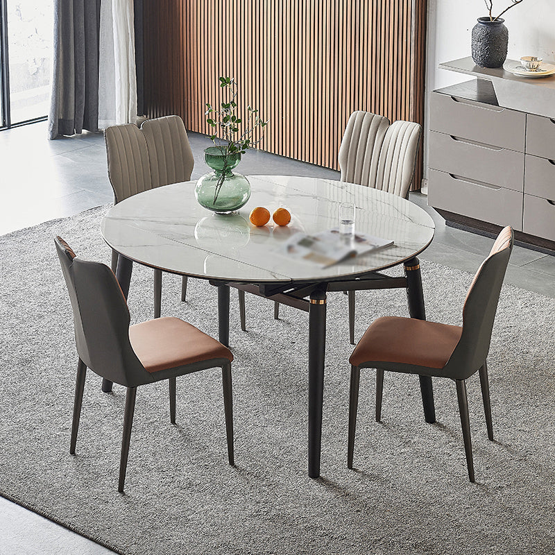 Modern 1/4/5 Pieces Dining Sintered Stone Dining Table Set with Metal Legs for Home 5 Pieces: Table, 4 Chairs Clearhalo 'Dining Room Sets' 'Dining Tables & Seating' 'dining_room_set' 'furn' 'furn_dining_room_set' 'Furniture' 'furniture_dining_room_set' 'Kitchen & Dining Furniture' 'kitchen&dining_furn' 'kitchen' 4537814