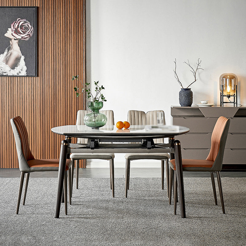 Modern 1/4/5 Pieces Dining Sintered Stone Dining Table Set with Metal Legs for Home Clearhalo 'Dining Room Sets' 'Dining Tables & Seating' 'dining_room_set' 'furn' 'furn_dining_room_set' 'Furniture' 'furniture_dining_room_set' 'Kitchen & Dining Furniture' 'kitchen&dining_furn' 'kitchen' 4537817