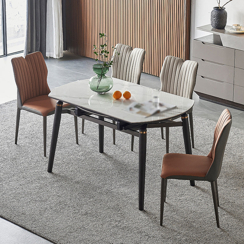 Modern 1/4/5 Pieces Dining Sintered Stone Dining Table Set with Metal Legs for Home Clearhalo 'Dining Room Sets' 'Dining Tables & Seating' 'dining_room_set' 'furn' 'furn_dining_room_set' 'Furniture' 'furniture_dining_room_set' 'Kitchen & Dining Furniture' 'kitchen&dining_furn' 'kitchen' 4537818