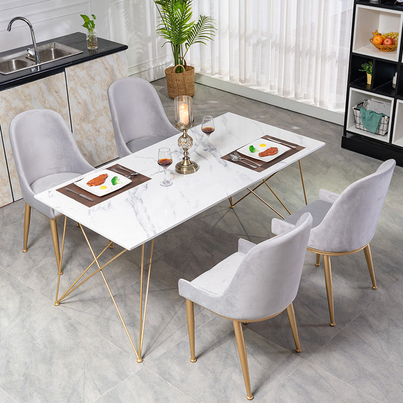 Glam Style 1/2/3/5 Pieces Dining Furniture Set Rectangle Dining Room Table and Chair Set 5 Pieces: Table, 4 Chairs Clearhalo 'Dining Room Sets' 'Dining Tables & Seating' 'dining_room_set' 'furn' 'furn_dining_room_set' 'Furniture' 'furniture_dining_room_set' 'Kitchen & Dining Furniture' 'kitchen&dining_furn' 'kitchen' 4537828