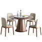 Modern 1/4/5/7 Pieces Dining Set Sintered Stone Dining Table Set with Wooden Legs for Home 5 Pieces: White-Brown Table, 4 Chairs Clearhalo 'Dining Room Sets' 'Dining Tables & Seating' 'dining_room_set' 'furn' 'furn_dining_room_set' 'Furniture' 'furniture_dining_room_set' 'Kitchen & Dining Furniture' 'kitchen&dining_furn' 'kitchen' 4537887