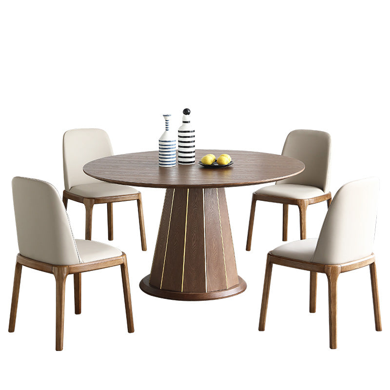 Modern 1/4/5/7 Pieces Dining Set Sintered Stone Dining Table Set with Wooden Legs for Home 5 Pieces: Brown Table, 4 Chairs Clearhalo 'Dining Room Sets' 'Dining Tables & Seating' 'dining_room_set' 'furn' 'furn_dining_room_set' 'Furniture' 'furniture_dining_room_set' 'Kitchen & Dining Furniture' 'kitchen&dining_furn' 'kitchen' 4537888