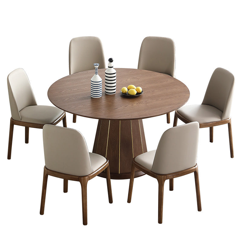 Modern 1/4/5/7 Pieces Dining Set Sintered Stone Dining Table Set with Wooden Legs for Home 7 Pieces: Brown Table, 6 Chairs Clearhalo 'Dining Room Sets' 'Dining Tables & Seating' 'dining_room_set' 'furn' 'furn_dining_room_set' 'Furniture' 'furniture_dining_room_set' 'Kitchen & Dining Furniture' 'kitchen&dining_furn' 'kitchen' 4537890