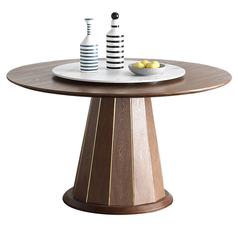 Modern 1/4/5/7 Pieces Dining Set Sintered Stone Dining Table Set with Wooden Legs for Home White-Brown 53"L x 53"W Clearhalo 'Dining Room Sets' 'Dining Tables & Seating' 'dining_room_set' 'furn' 'furn_dining_room_set' 'Furniture' 'furniture_dining_room_set' 'Kitchen & Dining Furniture' 'kitchen&dining_furn' 'kitchen' 4537894