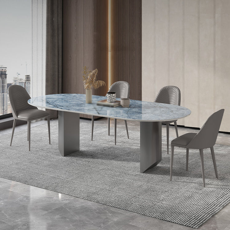 Contemporary 1/3/4/5/7 Pieces Dining Set Oval Shape Dining Room Table Set 5 Pieces: Table, 4 Chairs Clearhalo 'Dining Room Sets' 'Dining Tables & Seating' 'dining_room_set' 'furn' 'furn_dining_room_set' 'Furniture' 'furniture_dining_room_set' 'Kitchen & Dining Furniture' 'kitchen&dining_furn' 'kitchen' 4537908