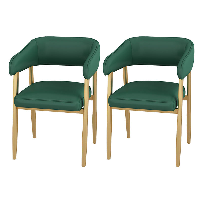 Glam Style 1/2/3/5 Pieces Dining Table Set Metal Dining Room Furniture Set 2 Dark Green Chairs Clearhalo 'Dining Room Sets' 'Dining Tables & Seating' 'dining_room_set' 'furn' 'furn_dining_room_set' 'Furniture' 'furniture_dining_room_set' 'Kitchen & Dining Furniture' 'kitchen&dining_furn' 'kitchen' 4537932