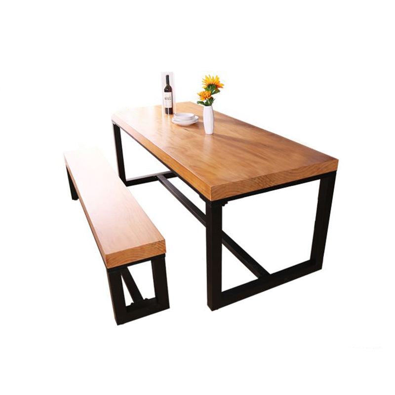 Industrial Style 1/2/3/4 Pieces Dinette Set Solid Wood Table and Bench Set 2 Pieces: Table, 1 Bench Clearhalo 'Dining Room Sets' 'Dining Tables & Seating' 'dining_room_set' 'furn' 'furn_dining_room_set' 'Furniture' 'furniture_dining_room_set' 'Kitchen & Dining Furniture' 'kitchen&dining_furn' 'kitchen' 4537945