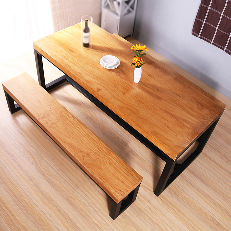 Industrial Style 1/2/3/4 Pieces Dinette Set Solid Wood Table and Bench Set Clearhalo 'Dining Room Sets' 'Dining Tables & Seating' 'dining_room_set' 'furn' 'furn_dining_room_set' 'Furniture' 'furniture_dining_room_set' 'Kitchen & Dining Furniture' 'kitchen&dining_furn' 'kitchen' 4537956