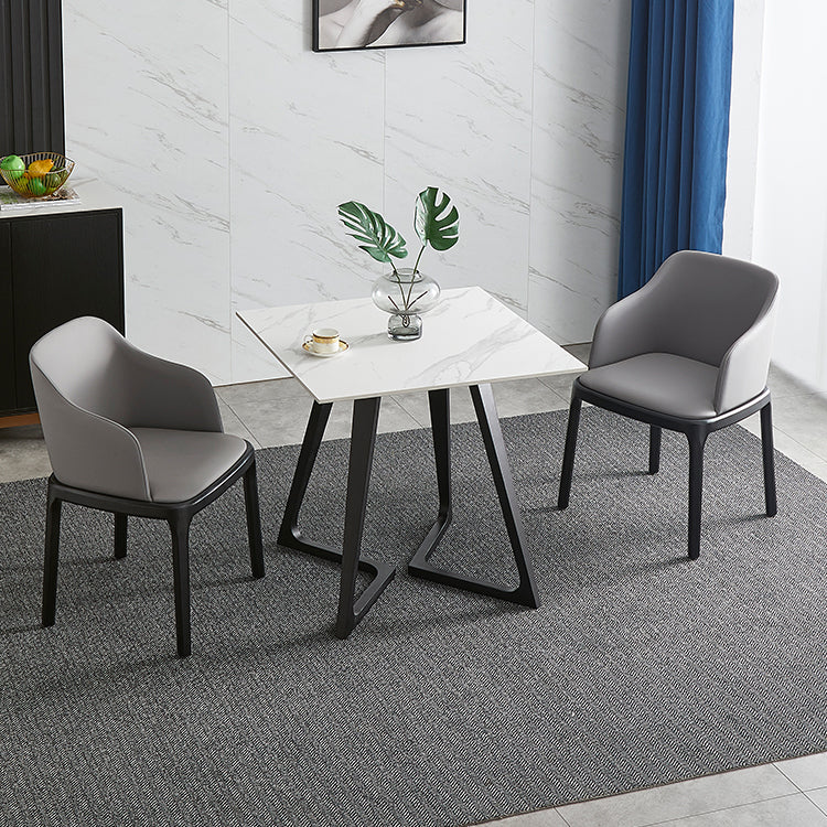 Double Pedestal Stone Table Industrial Style Dining Room Table for Indoor Square 23.6"L x 23.6"W x 29.5"H Without Chairs Clearhalo ' dining_table' 'Dining Tables & Seating' 'Dining Tables' 'furn' 'furn_dining_table' 'Furniture' 'furniture_dining_table' 'Kitchen & Dining Furniture' 'kitchen&dining_furn' 'kitchen' 'kitchen_dining_table' 4537971