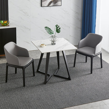Double Pedestal Stone Table Industrial Style Dining Room Table for Indoor Square 23.6"L x 23.6"W x 29.5"H Without Chairs Clearhalo ' dining_table' 'Dining Tables & Seating' 'Dining Tables' 'furn' 'furn_dining_table' 'Furniture' 'furniture_dining_table' 'Kitchen & Dining Furniture' 'kitchen&dining_furn' 'kitchen' 'kitchen_dining_table' 4537971