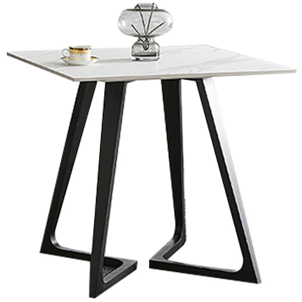 Double Pedestal Stone Table Industrial Style Dining Room Table for Indoor Square 27.6"L x 27.6"W x 29.5"H Without Chairs Clearhalo ' dining_table' 'Dining Tables & Seating' 'Dining Tables' 'furn' 'furn_dining_table' 'Furniture' 'furniture_dining_table' 'Kitchen & Dining Furniture' 'kitchen&dining_furn' 'kitchen' 'kitchen_dining_table' 4537973
