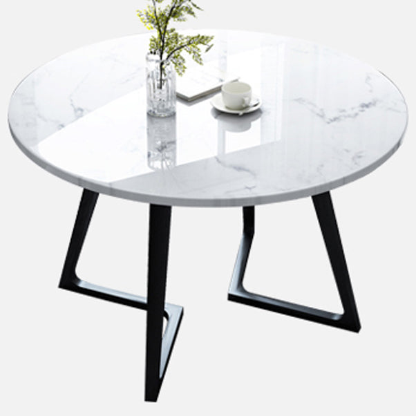 Double Pedestal Stone Table Industrial Style Dining Room Table for Indoor Round Without Chairs Clearhalo ' dining_table' 'Dining Tables & Seating' 'Dining Tables' 'furn' 'furn_dining_table' 'Furniture' 'furniture_dining_table' 'Kitchen & Dining Furniture' 'kitchen&dining_furn' 'kitchen' 'kitchen_dining_table' 4537977