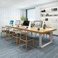 Metal Industrial Rectangle Dining Table Pine Solid Wood Top Table with Sled Base 110.2"L x 39.4"W x 29.5"H Without Chairs Clearhalo ' dining_table' 'Dining Tables & Seating' 'Dining Tables' 'furn' 'furn_dining_table' 'Furniture' 'furniture_dining_table' 'Kitchen & Dining Furniture' 'kitchen&dining_furn' 'kitchen' 'kitchen_dining_table' 4537990