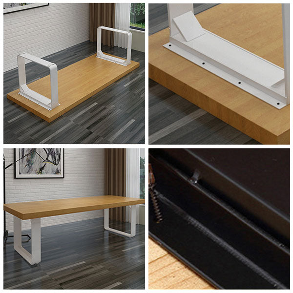 Metal Industrial Rectangle Dining Table Pine Solid Wood Top Table with Sled Base Clearhalo ' dining_table' 'Dining Tables & Seating' 'Dining Tables' 'furn' 'furn_dining_table' 'Furniture' 'furniture_dining_table' 'Kitchen & Dining Furniture' 'kitchen&dining_furn' 'kitchen' 'kitchen_dining_table' 4537994