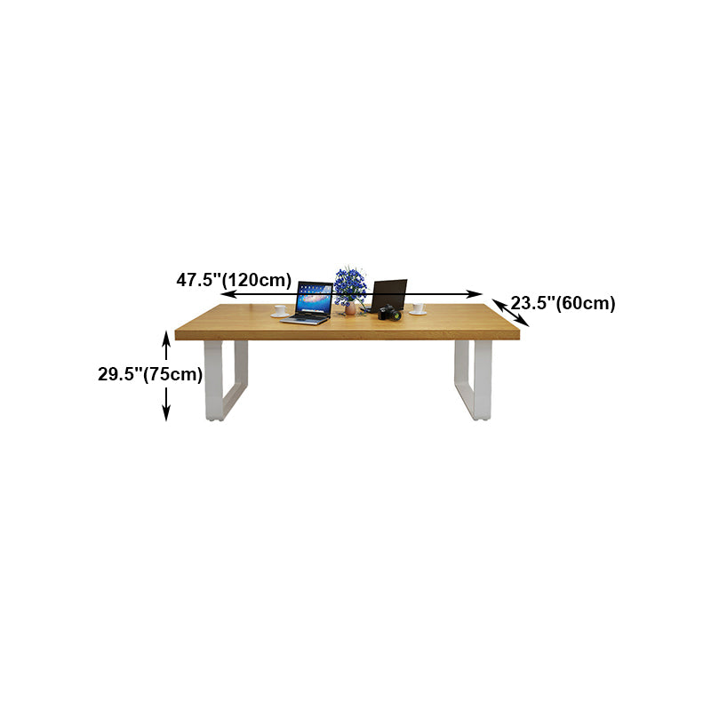 Metal Industrial Rectangle Dining Table Pine Solid Wood Top Table with Sled Base Clearhalo ' dining_table' 'Dining Tables & Seating' 'Dining Tables' 'furn' 'furn_dining_table' 'Furniture' 'furniture_dining_table' 'Kitchen & Dining Furniture' 'kitchen&dining_furn' 'kitchen' 'kitchen_dining_table' 4537998