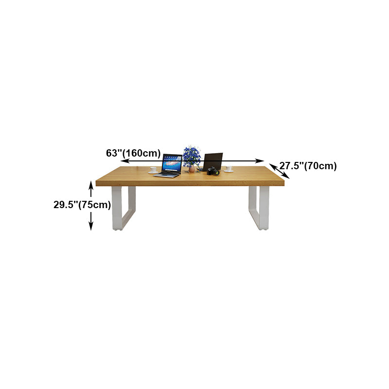 Metal Industrial Rectangle Dining Table Pine Solid Wood Top Table with Sled Base Clearhalo ' dining_table' 'Dining Tables & Seating' 'Dining Tables' 'furn' 'furn_dining_table' 'Furniture' 'furniture_dining_table' 'Kitchen & Dining Furniture' 'kitchen&dining_furn' 'kitchen' 'kitchen_dining_table' 4538000