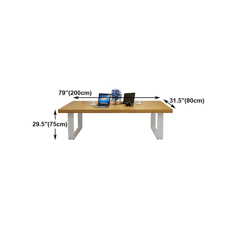 Metal Industrial Rectangle Dining Table Pine Solid Wood Top Table with Sled Base Clearhalo ' dining_table' 'Dining Tables & Seating' 'Dining Tables' 'furn' 'furn_dining_table' 'Furniture' 'furniture_dining_table' 'Kitchen & Dining Furniture' 'kitchen&dining_furn' 'kitchen' 'kitchen_dining_table' 4538002