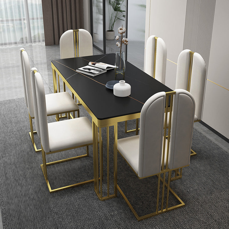 Metal Traditional Luxury Rectangle Indoor Table Marble Top Table with 4 Legs Black 51.2"L x 27.6"W x 29.5"H Without Chairs Clearhalo ' dining_table' 'Dining Tables & Seating' 'Dining Tables' 'furn' 'furn_dining_table' 'Furniture' 'furniture_dining_table' 'Kitchen & Dining Furniture' 'kitchen&dining_furn' 'kitchen' 'kitchen_dining_table' 4538024