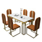 Metal Traditional Luxury Rectangle Indoor Table Marble Top Table with 4 Legs White Without Chairs Clearhalo ' dining_table' 'Dining Tables & Seating' 'Dining Tables' 'furn' 'furn_dining_table' 'Furniture' 'furniture_dining_table' 'Kitchen & Dining Furniture' 'kitchen&dining_furn' 'kitchen' 'kitchen_dining_table' 4538025
