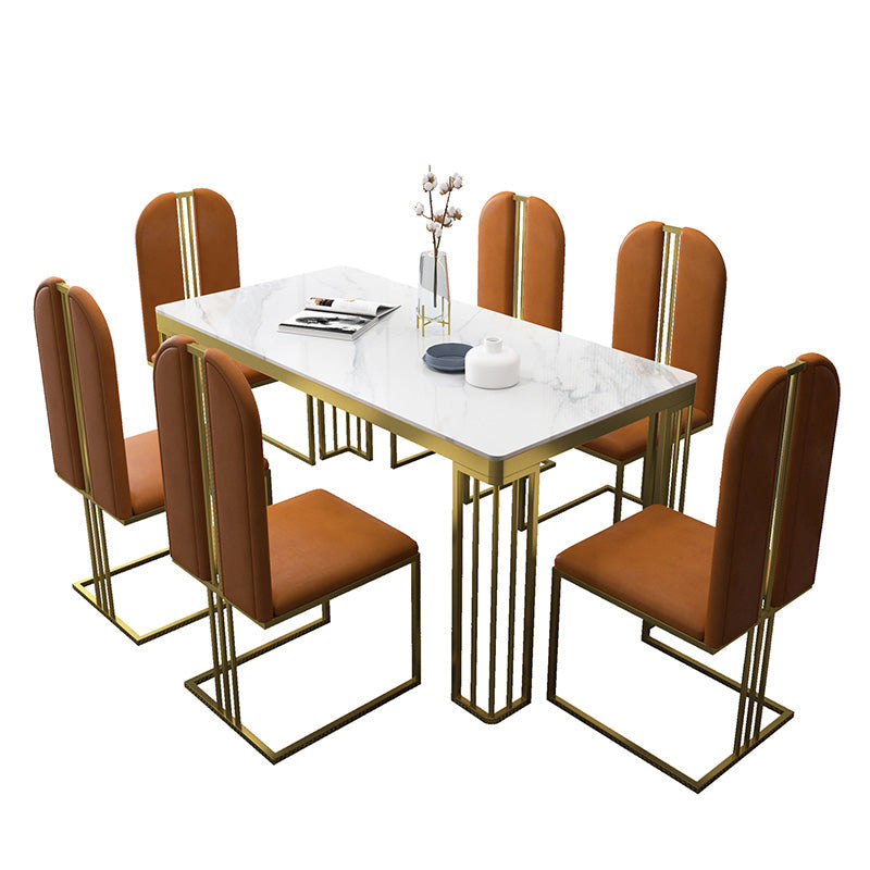 Metal Traditional Luxury Rectangle Indoor Table Marble Top Table with 4 Legs White Without Chairs Clearhalo ' dining_table' 'Dining Tables & Seating' 'Dining Tables' 'furn' 'furn_dining_table' 'Furniture' 'furniture_dining_table' 'Kitchen & Dining Furniture' 'kitchen&dining_furn' 'kitchen' 'kitchen_dining_table' 4538025