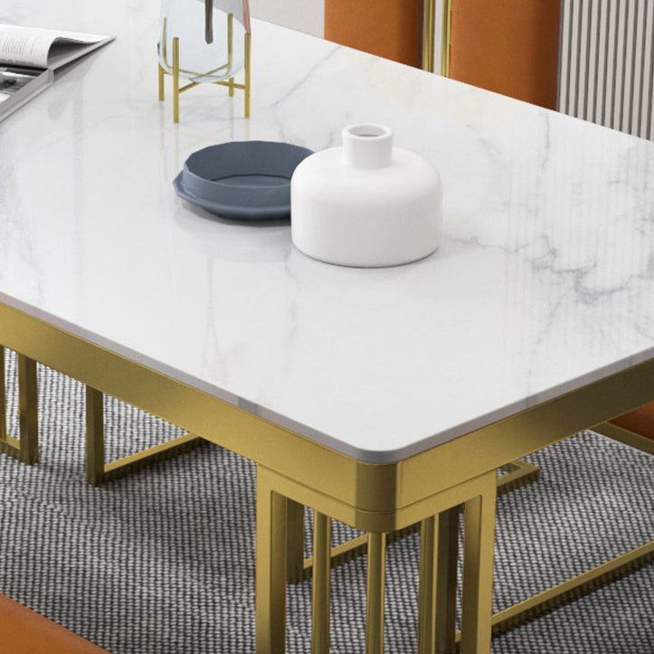 Metal Traditional Luxury Rectangle Indoor Table Marble Top Table with 4 Legs Clearhalo ' dining_table' 'Dining Tables & Seating' 'Dining Tables' 'furn' 'furn_dining_table' 'Furniture' 'furniture_dining_table' 'Kitchen & Dining Furniture' 'kitchen&dining_furn' 'kitchen' 'kitchen_dining_table' 4538026