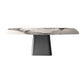 Modern Dining Table Stone Top Table with Stainless Steel Pedestal Base Gray 70.9"L x 35.4"W x 29.9"H Without Chairs Clearhalo ' dining_table' 'Dining Tables & Seating' 'Dining Tables' 'furn' 'furn_dining_table' 'Furniture' 'furniture_dining_table' 'Kitchen & Dining Furniture' 'kitchen&dining_furn' 'kitchen' 'kitchen_dining_table' 4538036