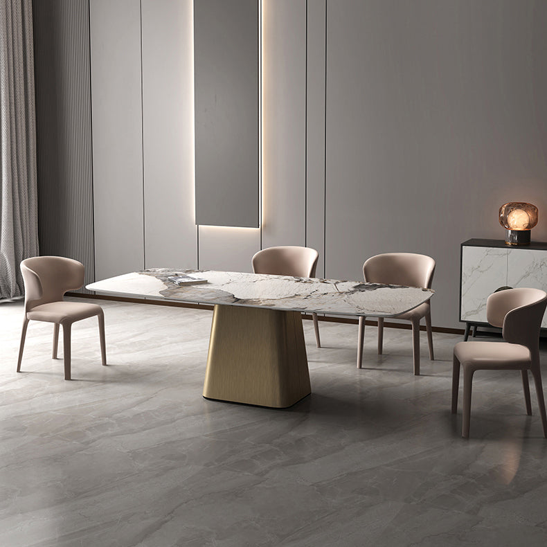 Modern Dining Table Stone Top Table with Stainless Steel Pedestal Base Clearhalo ' dining_table' 'Dining Tables & Seating' 'Dining Tables' 'furn' 'furn_dining_table' 'Furniture' 'furniture_dining_table' 'Kitchen & Dining Furniture' 'kitchen&dining_furn' 'kitchen' 'kitchen_dining_table' 4538038