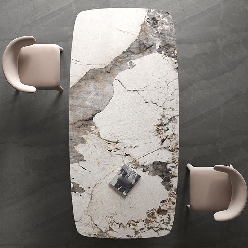 Modern Dining Table Stone Top Table with Stainless Steel Pedestal Base Clearhalo ' dining_table' 'Dining Tables & Seating' 'Dining Tables' 'furn' 'furn_dining_table' 'Furniture' 'furniture_dining_table' 'Kitchen & Dining Furniture' 'kitchen&dining_furn' 'kitchen' 'kitchen_dining_table' 4538039