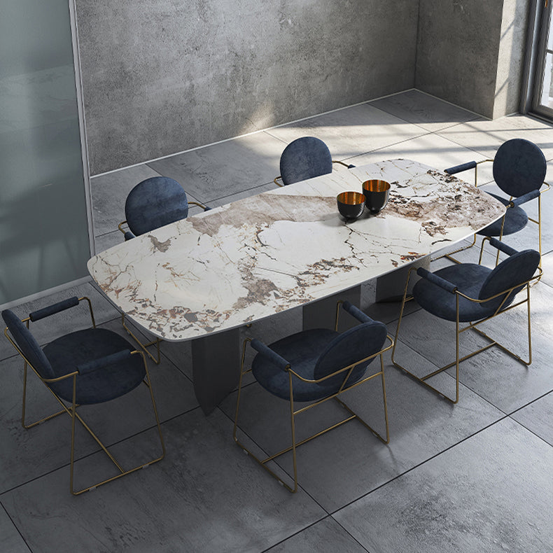Modern Dining Table Stone Top Table with Stainless Steel Pedestal Base Clearhalo ' dining_table' 'Dining Tables & Seating' 'Dining Tables' 'furn' 'furn_dining_table' 'Furniture' 'furniture_dining_table' 'Kitchen & Dining Furniture' 'kitchen&dining_furn' 'kitchen' 'kitchen_dining_table' 4538040