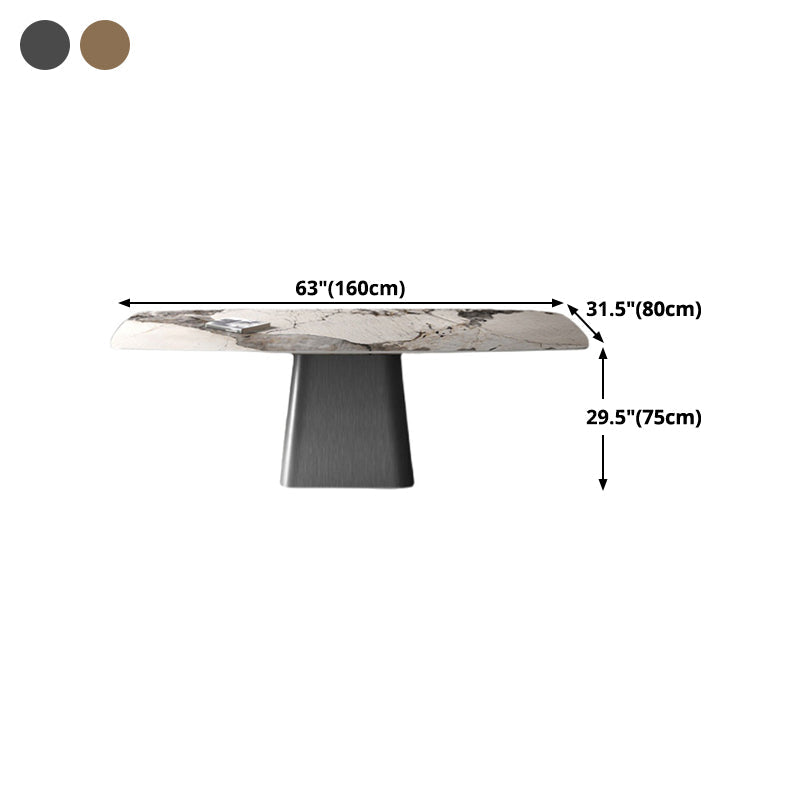 Modern Dining Table Stone Top Table with Stainless Steel Pedestal Base Clearhalo ' dining_table' 'Dining Tables & Seating' 'Dining Tables' 'furn' 'furn_dining_table' 'Furniture' 'furniture_dining_table' 'Kitchen & Dining Furniture' 'kitchen&dining_furn' 'kitchen' 'kitchen_dining_table' 4538042