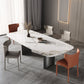 Modern Rectangle Dining Table Stone Top Table with Stainless Steel Sled Base White 63"L x 35.4"W x 29.5"H Without Chairs Clearhalo ' dining_table' 'Dining Tables & Seating' 'Dining Tables' 'furn' 'furn_dining_table' 'Furniture' 'furniture_dining_table' 'Kitchen & Dining Furniture' 'kitchen&dining_furn' 'kitchen' 'kitchen_dining_table' 4538047