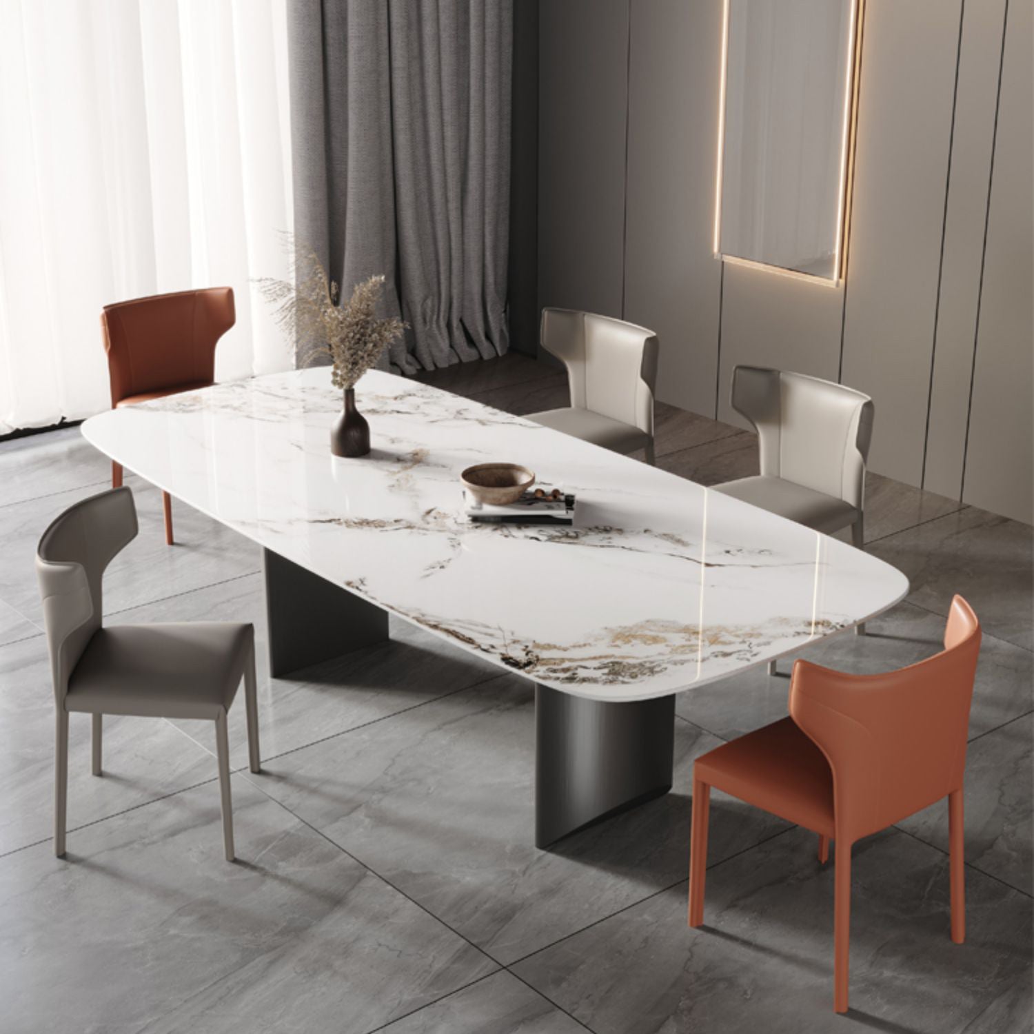 Modern Rectangle Dining Table Stone Top Table with Stainless Steel Sled Base White 63"L x 35.4"W x 29.5"H Without Chairs Clearhalo ' dining_table' 'Dining Tables & Seating' 'Dining Tables' 'furn' 'furn_dining_table' 'Furniture' 'furniture_dining_table' 'Kitchen & Dining Furniture' 'kitchen&dining_furn' 'kitchen' 'kitchen_dining_table' 4538047