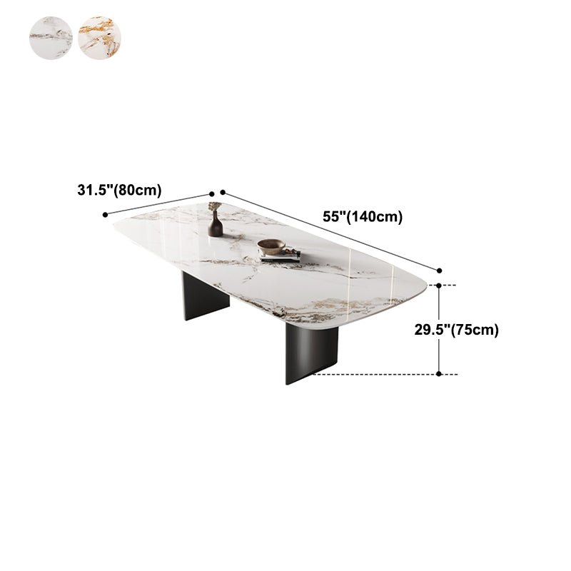 Modern Rectangle Dining Table Stone Top Table with Stainless Steel Sled Base Clearhalo ' dining_table' 'Dining Tables & Seating' 'Dining Tables' 'furn' 'furn_dining_table' 'Furniture' 'furniture_dining_table' 'Kitchen & Dining Furniture' 'kitchen&dining_furn' 'kitchen' 'kitchen_dining_table' 4538056