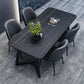 Modern Style Rectangle Stone Furniture Double Pedestal Dining Room Collection Black 70.9"L x 31.5"W x 29.5"H Without Chairs Clearhalo ' dining_table' 'Dining Tables & Seating' 'Dining Tables' 'furn' 'furn_dining_table' 'Furniture' 'furniture_dining_table' 'Kitchen & Dining Furniture' 'kitchen&dining_furn' 'kitchen' 'kitchen_dining_table' 4538060