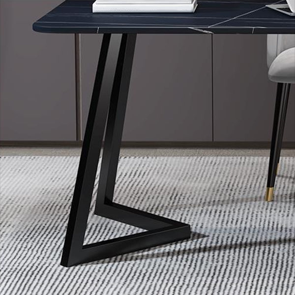 Modern Style Rectangle Stone Furniture Double Pedestal Dining Room Collection Clearhalo ' dining_table' 'Dining Tables & Seating' 'Dining Tables' 'furn' 'furn_dining_table' 'Furniture' 'furniture_dining_table' 'Kitchen & Dining Furniture' 'kitchen&dining_furn' 'kitchen' 'kitchen_dining_table' 4538068