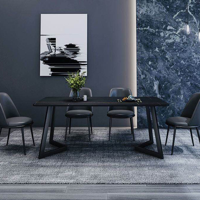 Modern Style Rectangle Stone Furniture Double Pedestal Dining Room Collection Clearhalo ' dining_table' 'Dining Tables & Seating' 'Dining Tables' 'furn' 'furn_dining_table' 'Furniture' 'furniture_dining_table' 'Kitchen & Dining Furniture' 'kitchen&dining_furn' 'kitchen' 'kitchen_dining_table' 4538069