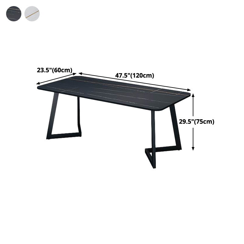 Modern Style Rectangle Stone Furniture Double Pedestal Dining Room Collection Clearhalo ' dining_table' 'Dining Tables & Seating' 'Dining Tables' 'furn' 'furn_dining_table' 'Furniture' 'furniture_dining_table' 'Kitchen & Dining Furniture' 'kitchen&dining_furn' 'kitchen' 'kitchen_dining_table' 4538070
