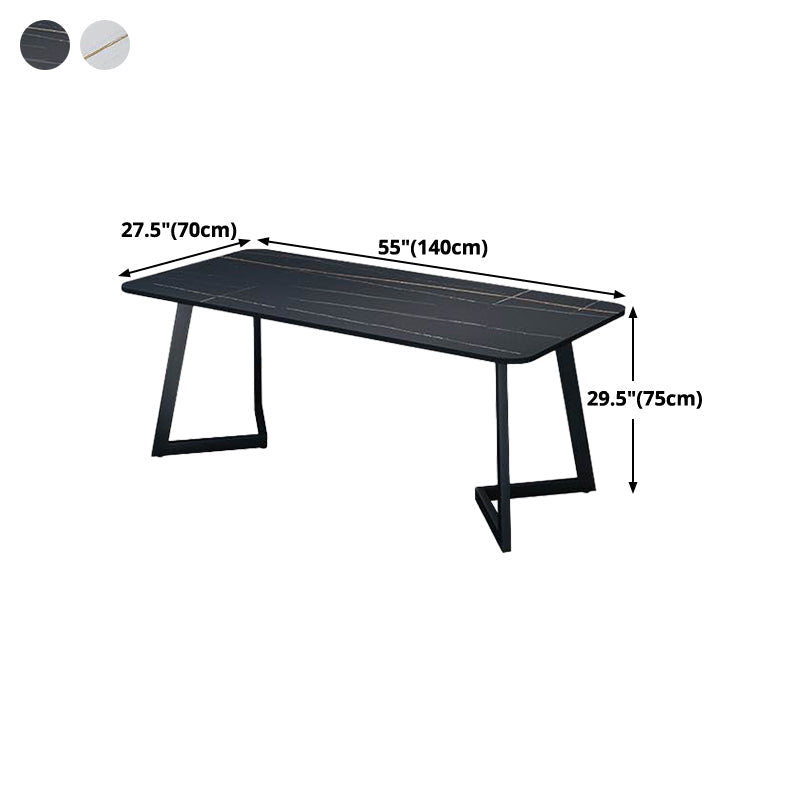 Modern Style Rectangle Stone Furniture Double Pedestal Dining Room Collection Clearhalo ' dining_table' 'Dining Tables & Seating' 'Dining Tables' 'furn' 'furn_dining_table' 'Furniture' 'furniture_dining_table' 'Kitchen & Dining Furniture' 'kitchen&dining_furn' 'kitchen' 'kitchen_dining_table' 4538071