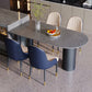 Modern Dining Table Stone Top Table with Steel Base in Black Gray 55.1"L x 31.5"W x 29.5"H Without Chairs Clearhalo ' dining_table' 'Dining Tables & Seating' 'Dining Tables' 'furn' 'furn_dining_table' 'Furniture' 'furniture_dining_table' 'Kitchen & Dining Furniture' 'kitchen&dining_furn' 'kitchen' 'kitchen_dining_table' 4538077