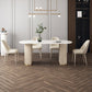 Traditional Luxury Dining Table Oval Double Pedestal Dining Site Table for Dining Room Beige 63"L x 31.5"W x 29.5"H Without Chairs Clearhalo ' dining_table' 'Dining Tables & Seating' 'Dining Tables' 'furn' 'furn_dining_table' 'Furniture' 'furniture_dining_table' 'Kitchen & Dining Furniture' 'kitchen&dining_furn' 'kitchen' 'kitchen_dining_table' 4538091