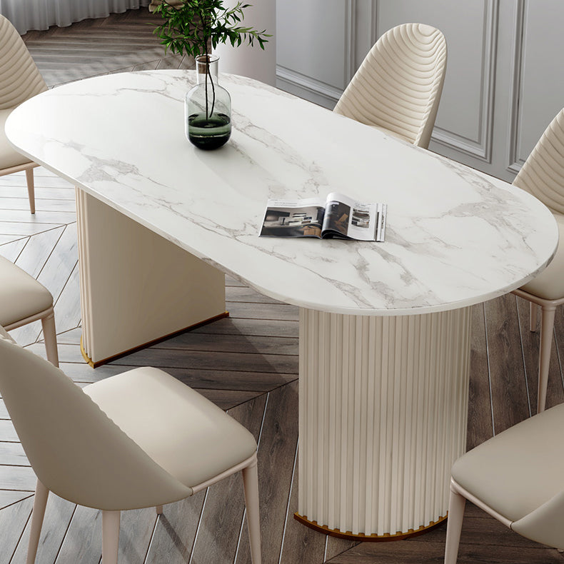 Traditional Luxury Dining Table Oval Double Pedestal Dining Site Table for Dining Room Clearhalo ' dining_table' 'Dining Tables & Seating' 'Dining Tables' 'furn' 'furn_dining_table' 'Furniture' 'furniture_dining_table' 'Kitchen & Dining Furniture' 'kitchen&dining_furn' 'kitchen' 'kitchen_dining_table' 4538095