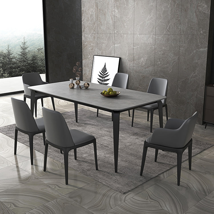 Sintered Stone Top Table for Restaurant Industrial Dining Table with 4 Legs Gray Without Chairs Clearhalo ' dining_table' 'Dining Tables & Seating' 'Dining Tables' 'furn' 'furn_dining_table' 'Furniture' 'furniture_dining_table' 'Kitchen & Dining Furniture' 'kitchen&dining_furn' 'kitchen' 'kitchen_dining_table' 4538127