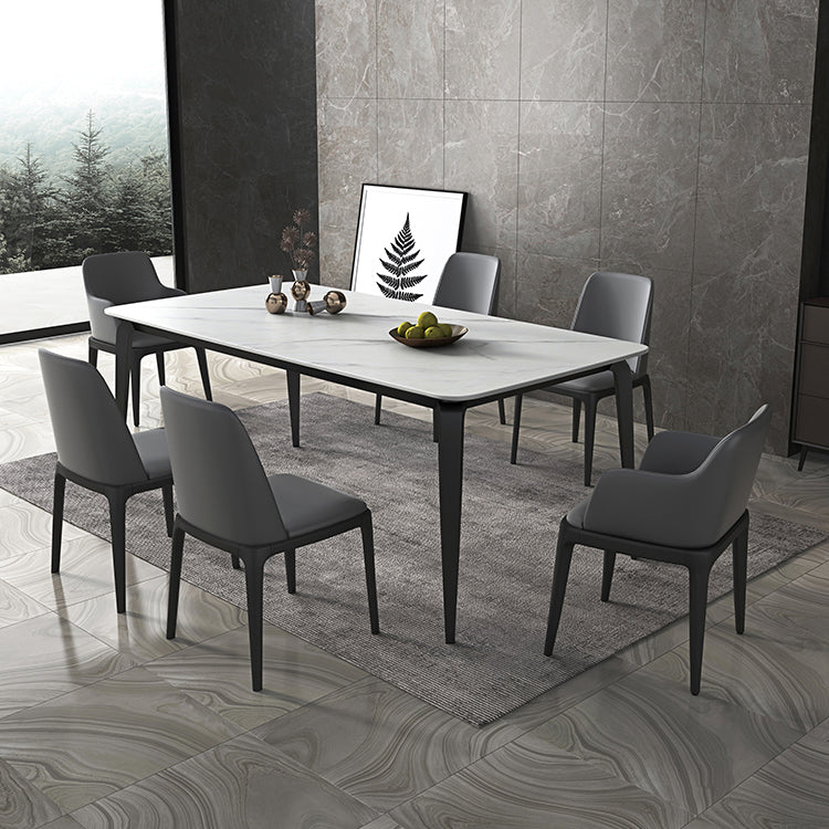 Sintered Stone Top Table for Restaurant Industrial Dining Table with 4 Legs White 55.1"L x 31.5"W x 29.5"H Without Chairs Clearhalo ' dining_table' 'Dining Tables & Seating' 'Dining Tables' 'furn' 'furn_dining_table' 'Furniture' 'furniture_dining_table' 'Kitchen & Dining Furniture' 'kitchen&dining_furn' 'kitchen' 'kitchen_dining_table' 4538128