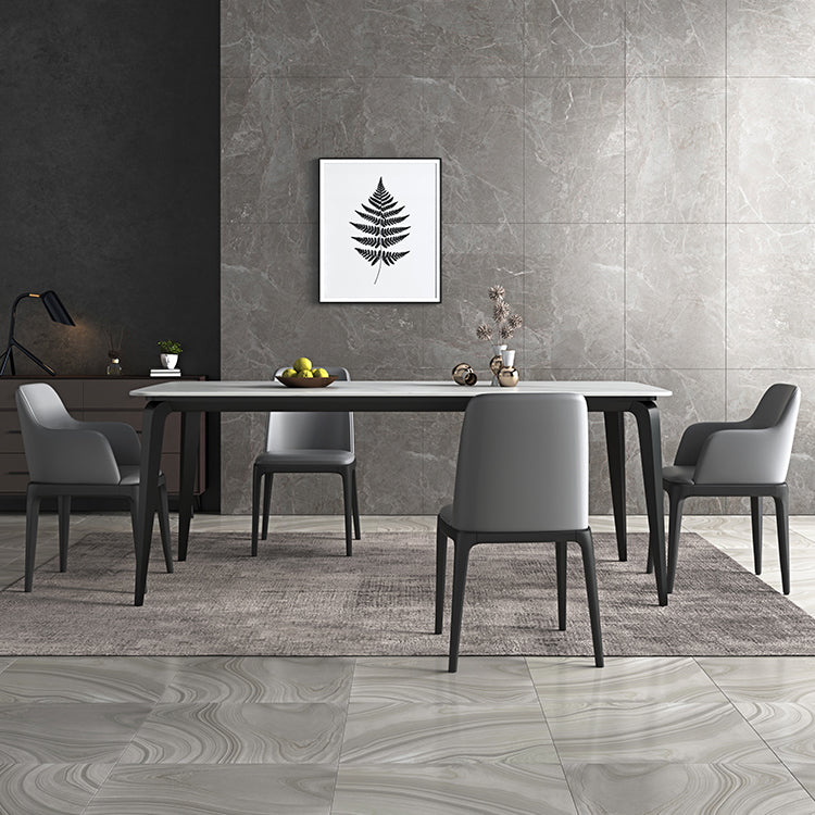 Sintered Stone Top Table for Restaurant Industrial Dining Table with 4 Legs White 63"L x 35.4"W x 29.5"H Without Chairs Clearhalo ' dining_table' 'Dining Tables & Seating' 'Dining Tables' 'furn' 'furn_dining_table' 'Furniture' 'furniture_dining_table' 'Kitchen & Dining Furniture' 'kitchen&dining_furn' 'kitchen' 'kitchen_dining_table' 4538129