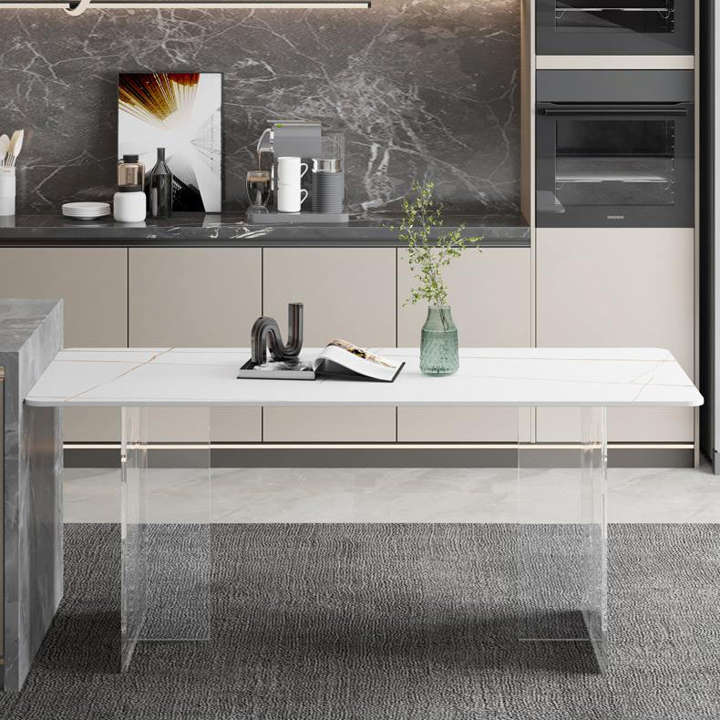 Sintered Stone Dining Table Modern Rectangle Table with Acrylic Base for Kitchen Clearhalo ' dining_table' 'Dining Tables & Seating' 'Dining Tables' 'furn' 'furn_dining_table' 'Furniture' 'furniture_dining_table' 'Kitchen & Dining Furniture' 'kitchen&dining_furn' 'kitchen' 'kitchen_dining_table' 4538147