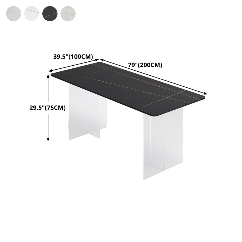 Sintered Stone Dining Table Modern Rectangle Table with Acrylic Base for Kitchen Clearhalo ' dining_table' 'Dining Tables & Seating' 'Dining Tables' 'furn' 'furn_dining_table' 'Furniture' 'furniture_dining_table' 'Kitchen & Dining Furniture' 'kitchen&dining_furn' 'kitchen' 'kitchen_dining_table' 4538152