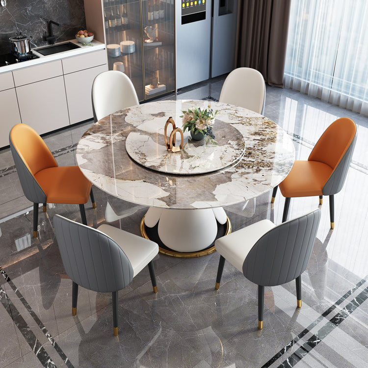 Traditional Luxury Round Dining Table Pedestal Dining Room Collection with Turntable Pandora Gold Without Chairs Clearhalo ' dining_table' 'Dining Tables & Seating' 'Dining Tables' 'furn' 'furn_dining_table' 'Furniture' 'furniture_dining_table' 'Kitchen & Dining Furniture' 'kitchen&dining_furn' 'kitchen' 'kitchen_dining_table' 4538155