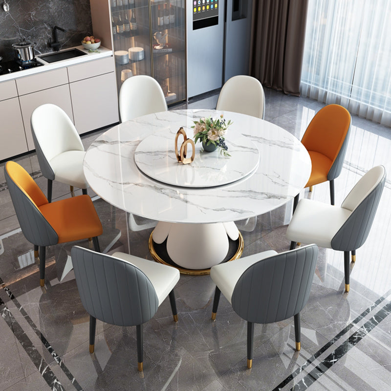 Traditional Luxury Round Dining Table Pedestal Dining Room Collection with Turntable Clearhalo ' dining_table' 'Dining Tables & Seating' 'Dining Tables' 'furn' 'furn_dining_table' 'Furniture' 'furniture_dining_table' 'Kitchen & Dining Furniture' 'kitchen&dining_furn' 'kitchen' 'kitchen_dining_table' 4538161